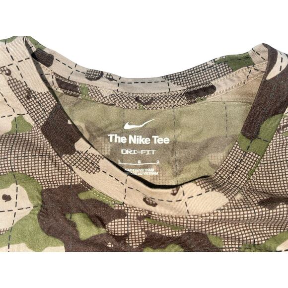 Nike Dri-FIT Camo Training T-Shirt Green Brown Men’s Size L Athletic Tee - Picture 3 of 4